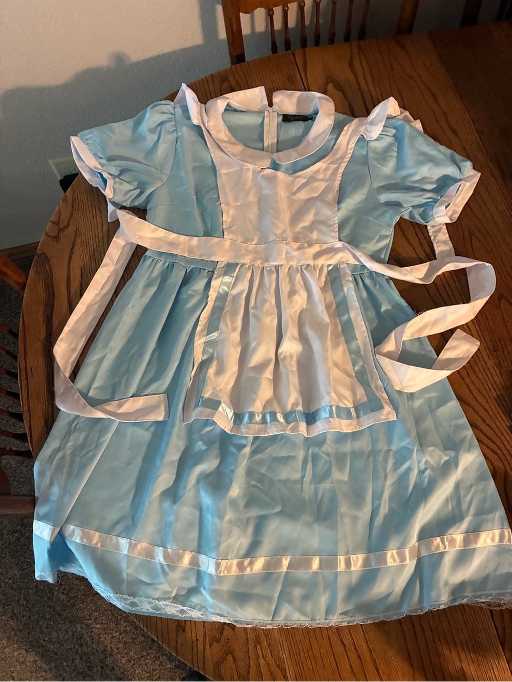 Classic Light Blue & White women’s large Alice Costume Dress with Apron